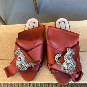 Numero Ventuno red embellished slides 37